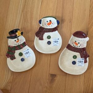 Festive Snowman Plate Set - Cream and Red